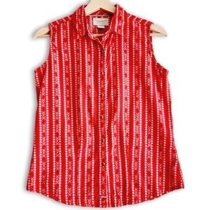 WRANGLER Western Pearl Snap Button Down Shirt Sleeveless Top Stripe Pattern Sz S